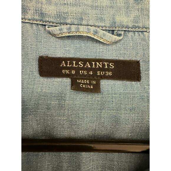 ALLSAINTS Women's Calla Bay Chambray Calla Bay Linen Blend Shirt Dress Beach 4 - Picture 3 of 16